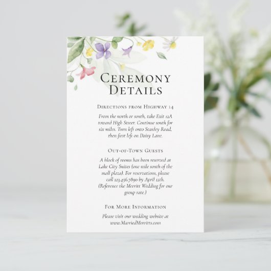 Eenvoudige Waterverf Wildbloemen - Gegevens / Rich Informatiekaartje (Staand voorkant)