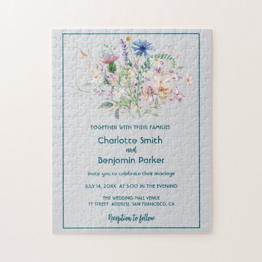 Eenvoudige Waterverf wilde bloem boeket flora brui Legpuzzel (Verticaal)