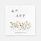 Eenvoudige Waterverf Wildflower Monogram Bruiloft Servet (Voorkant)