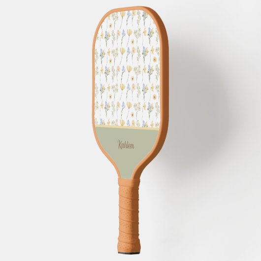 Eenvoudige Waterverf Wildflower Pickleball Paddle (Links)