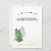 Eenvoudige Waterverf Winter Forest Happy Nieuwjaar Feestdagenkaart (Voorkant)