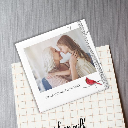 Eenvoudige Waterverf Winter Rode Kardinaal Berkenb Magneet