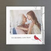 Eenvoudige Waterverf Winter Rode Kardinaal Berkenb Magneet