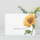 Eenvoudige Waterverf Zonnebloem Begrafenis Dank u Bedankkaart (Staand voorkant)