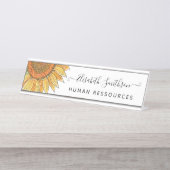 Eenvoudige Waterverf zonnebloem Bureau Naambordje (Voorkant)