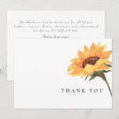 Eenvoudige Waterverf Zonnebloem Stem begrafenis Da Bedankkaart (Voorkant / Achterkant)