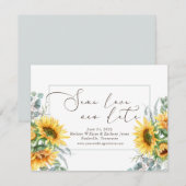 Eenvoudige Waterverf Zonnebloem Zelfde Liefde Nieu Save The Date (Voorkant / Achterkant)