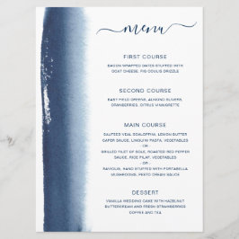 Eenvoudige Waterverfstreek Navyblauwe Trouw Menu