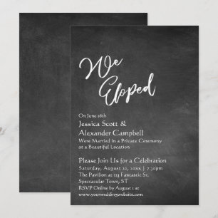 Eenvoudige 'We Eloped' typografie op schoolbord Kaart