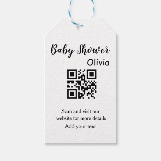 Eenvoudige website van het baby shower streepjesco cadeaulabel (Voorkant)