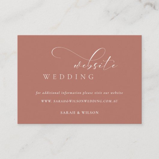 Eenvoudige website van het Elegant Script Terracot Informatiekaartje (Voorkant)