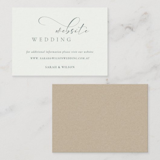 Eenvoudige website voor zwart-witbruiloft in elega informatiekaartje (Voorkant / Achterkant)