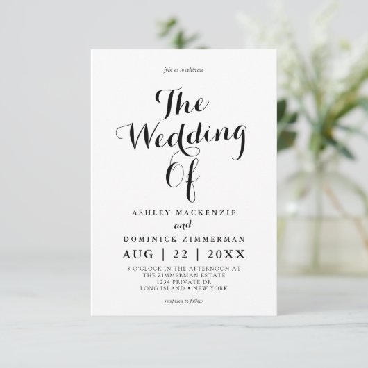 Eenvoudige weddenschap met bride en bruidegom kaart (Staand voorkant)