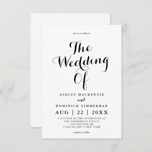 Eenvoudige weddenschap met bride en bruidegom kaart (Voorkant / Achterkant)