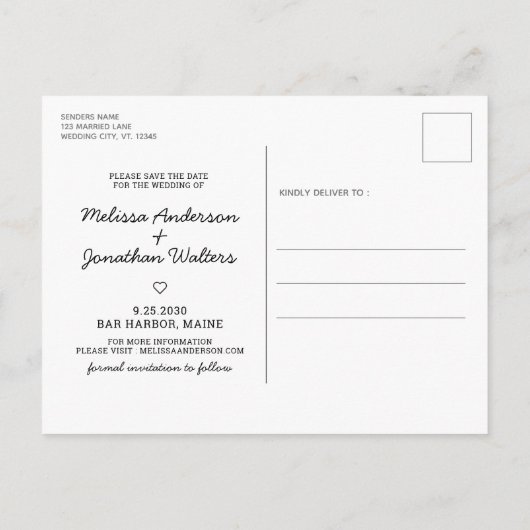 Eenvoudige weddenschap met een koppelingspen bespa aankondigingskaart (Achterkant)