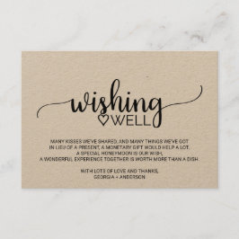 Eenvoudige weddenschap met kraft-kalligrafie informatiekaartje