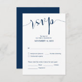 Eenvoudige weddenschap, Navy Blue, Dinner RSVP Informatiekaartje (Voorkant / Achterkant)