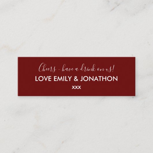 Eenvoudige weddenschap-ontvangst Burgundy-Drink Ti Mini Visitekaartje (Voorkant)