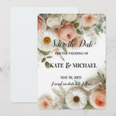 Eenvoudige Wedding Blush Floral Save The Date Kaar (Voorkant / Achterkant)