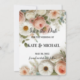 Eenvoudige Wedding Blush Floral Save The Date Kaar