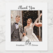 Eenvoudige Wedding Photo Wine Label en dank u teks Wijn Etiket (Enkel label)