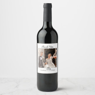 Eenvoudige Wedding Photo Wine Label en dank u teks Wijn Etiket