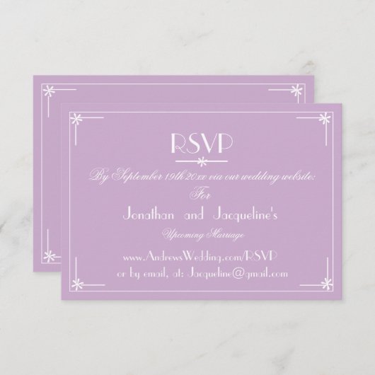 Eenvoudige Wedding Website E-mail RSVP Response Ka (Voorkant / Achterkant)