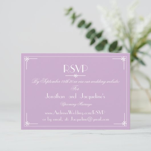 Eenvoudige Wedding Website E-mail RSVP Response Ka Kaartje (Staand voorkant)