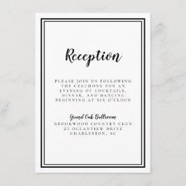 Eenvoudige weduwenontvangst in zwart-wit informatiekaartje