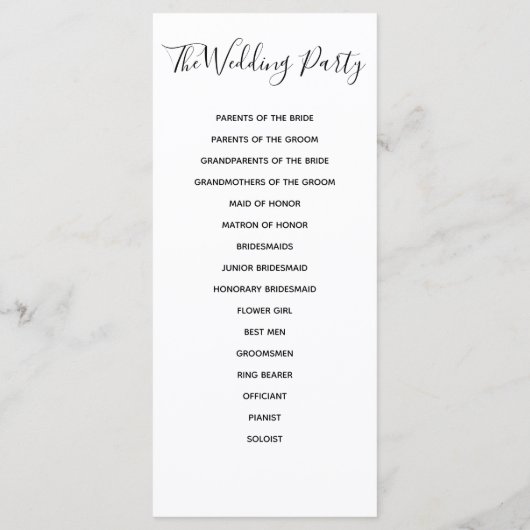 Eenvoudige weduwprogramma's voor scripts programmakaart (Achterkant)