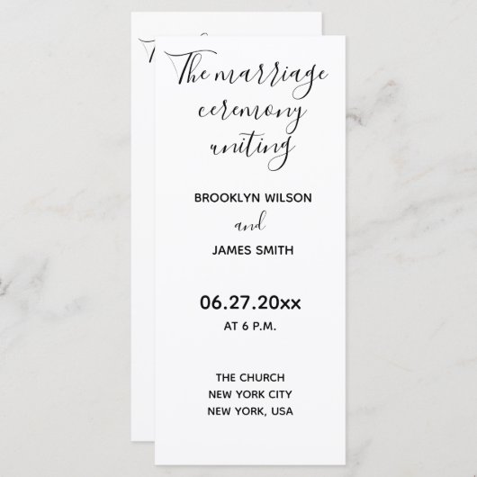 Eenvoudige weduwprogramma's voor scripts programmakaart (Voorkant / Achterkant)