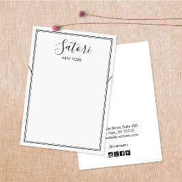 Eenvoudige weergave van zwart-witscript aan de ran visitekaartje