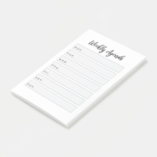 Eenvoudige wekelijkse agenda post-it® notes (Schuin)