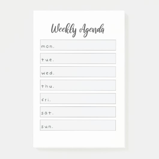 Eenvoudige wekelijkse agenda post-it® notes (Voorkant)
