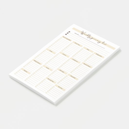 Eenvoudige wekelijkse boodschappen op de lijst van post-it® notes (Schuin)