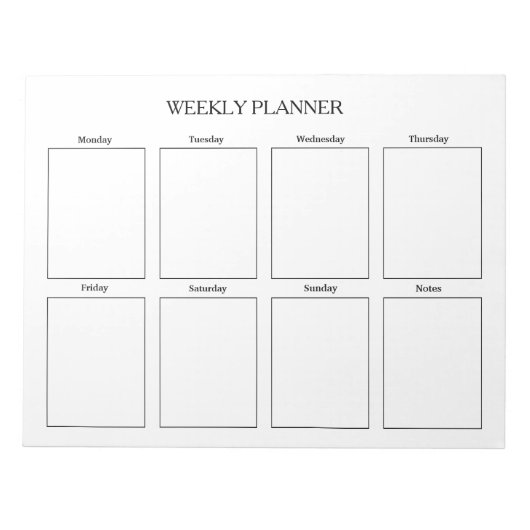 Eenvoudige wekelijkse planner op maat notitieblok (Voorkant)