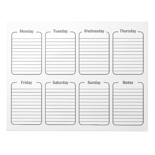 Eenvoudige Wekelijkse Planner Witte Scheur weg Kal Notitieblok (Voorkant)