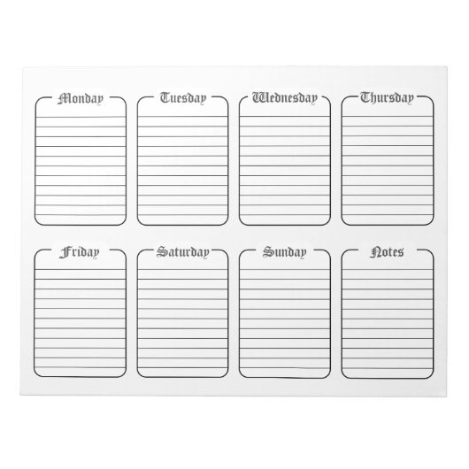 Eenvoudige Wekelijkse Planner Witte Scheur weg Kal Notitieblok (Voorkant)