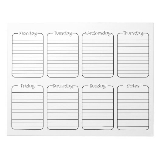 Eenvoudige Wekelijkse Planner Witte Scheur weg Kal Notitieblok (Voorkant)