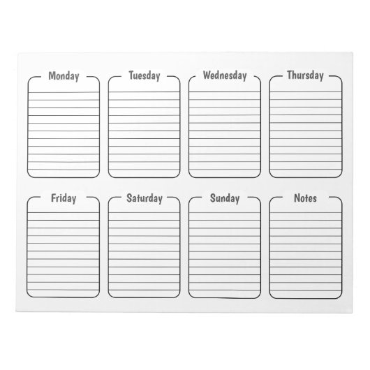 Eenvoudige Wekelijkse Planner Witte Scheur weg Kal Notitieblok (Voorkant)