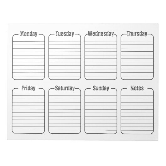 Eenvoudige Wekelijkse Planner Witte Scheur weg Kal Notitieblok (Voorkant)