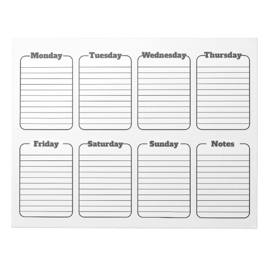 Eenvoudige Wekelijkse Planner Witte Scheur weg Kal Notitieblok (Voorkant)