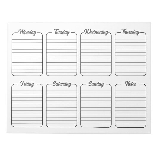 Eenvoudige Wekelijkse Planner Witte Scheur weg Kal Notitieblok (Voorkant)