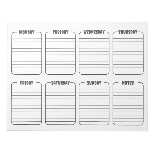 Eenvoudige Wekelijkse Planner Witte Scheur weg Kal Notitieblok (Voorkant)