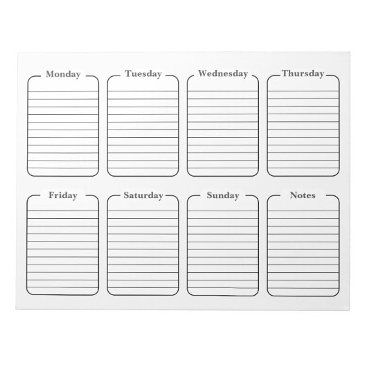 Eenvoudige Wekelijkse Planner Witte Scheur weg Kal Notitieblok (Voorkant)