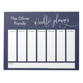 Eenvoudige wekelijkse planning voor script, marine notitieblok