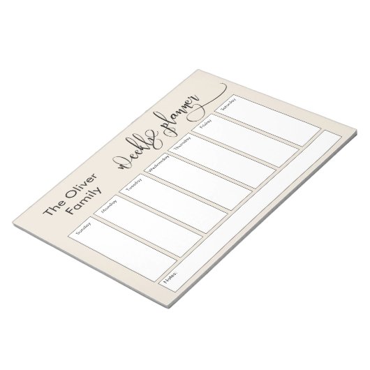 Eenvoudige wekelijkse script, Cream Notitieblok (Schuin)