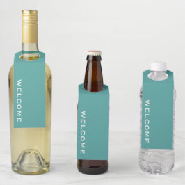 Eenvoudige Welkom Fles Nek Labels Turquoise