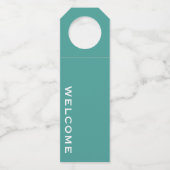 Eenvoudige Welkom Flesnek Labels Turquoise (Voorkant)