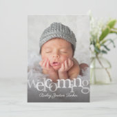 Eenvoudige Welkom Overlay Foto Geboorteaankondigin Aankondiging (Staand voorkant)